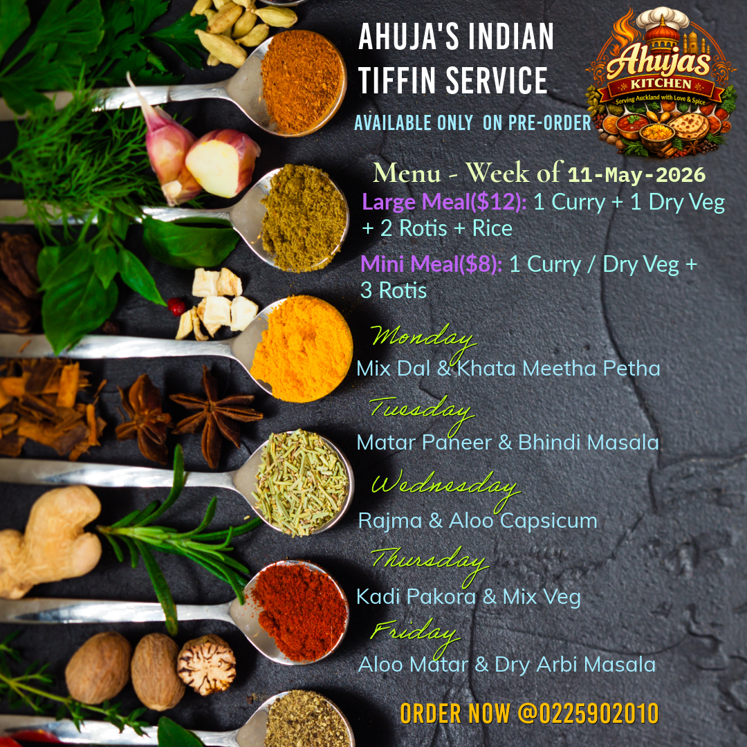 Weekly tiffin menu